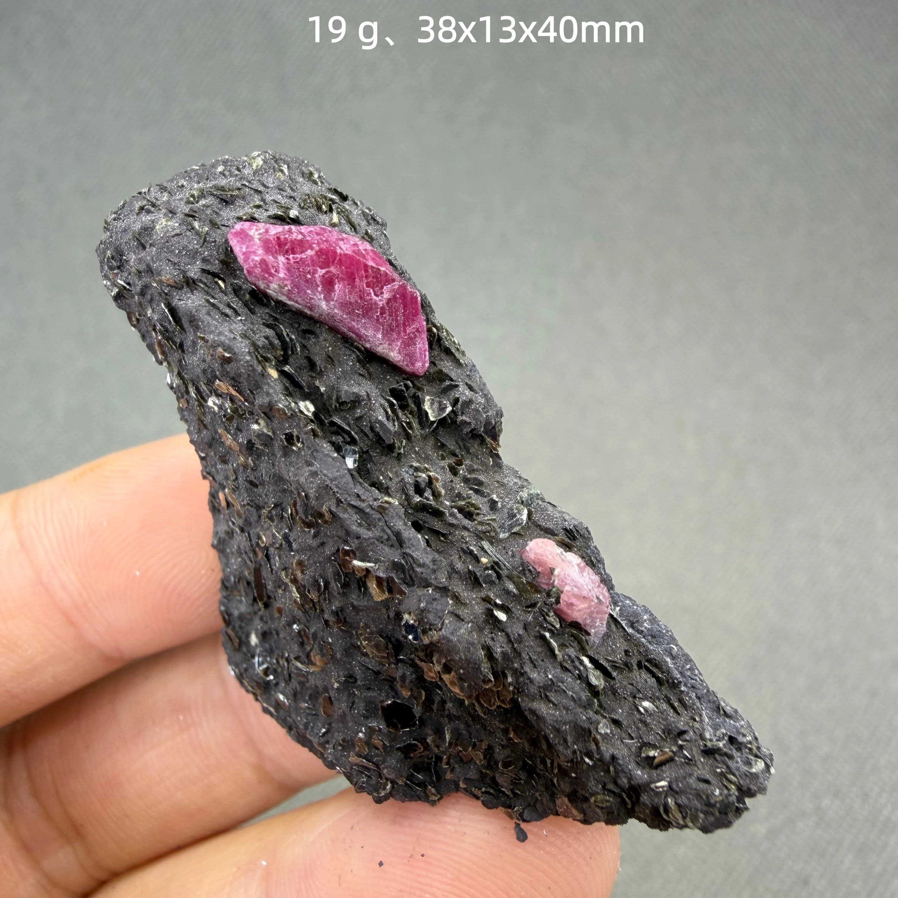 Natural Myanmar ruby mineral specimen + healing quartz crystals and stones view 2