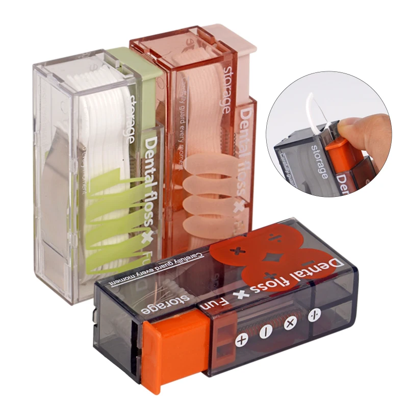 Nieuwe Draagbare Tandzijde Dispenser 10 stks/doos Floss Automatische Uitwerpbare Floss Organizer Mondverzorging Press-on Wegwerp Flossen
