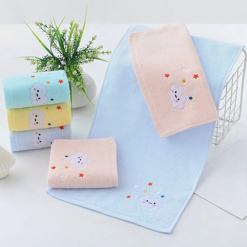 Home Cotton Children's Face Towel Cartoon Embroidery Kindergarten Elementary School Student Face Towel Soft Absorbent Towel
