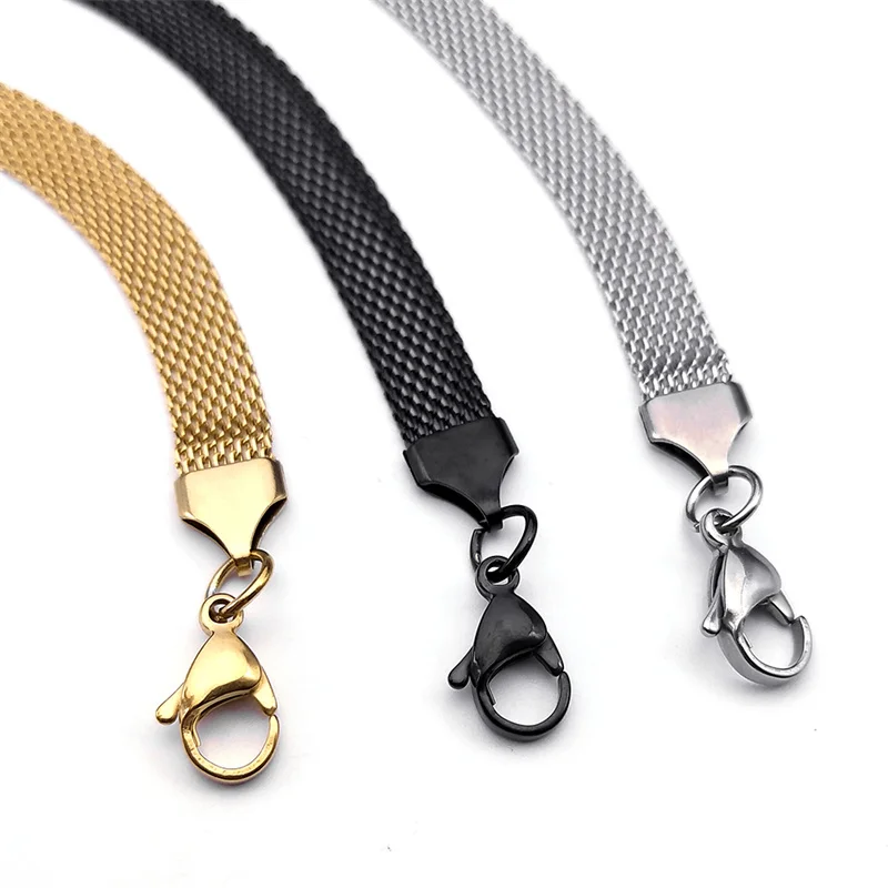 Flat Network Chain Necklace for Women Men Stainless Steel Gold  Color Mesh Clavicle Necklaces Choker Jewelry Wedding Gift joyas