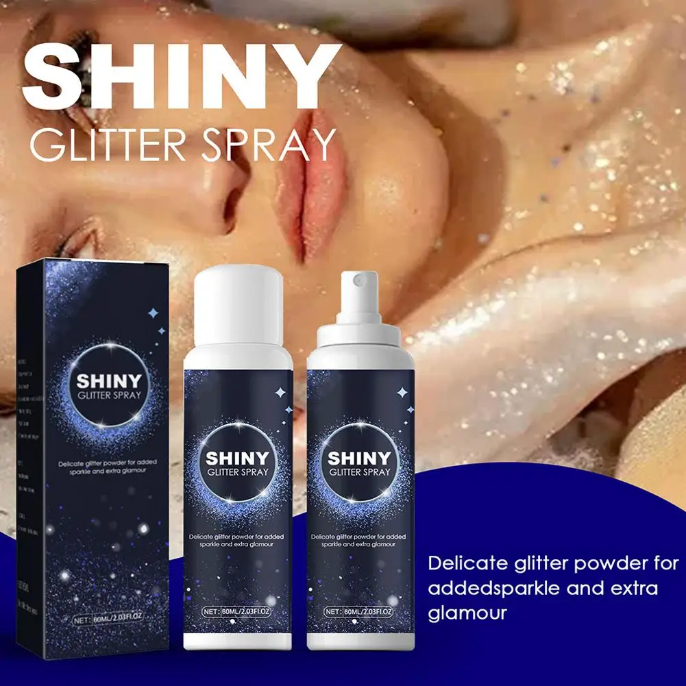 60ml Capelli Corpo Glitter Spray Sicuro Creativo Brillante Strumento di Trucco Attraente Corpo Lucido Glitter Evidenziatore Spray per Club X5L8