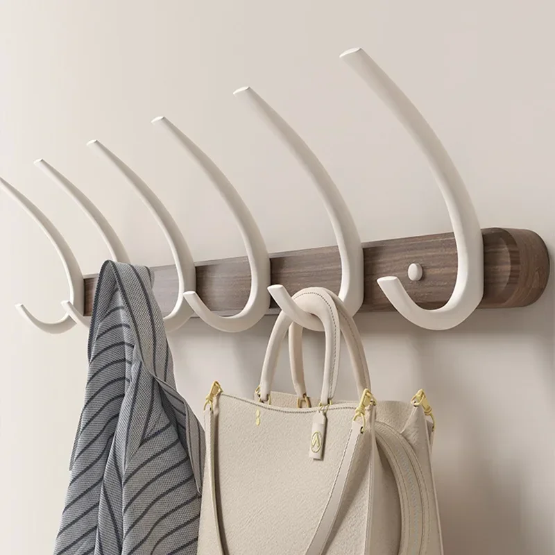 Walnut moon shape hooks fitting room no-hole behind the door hangers wall wall hanging entryway entrance clothes hat hooks
