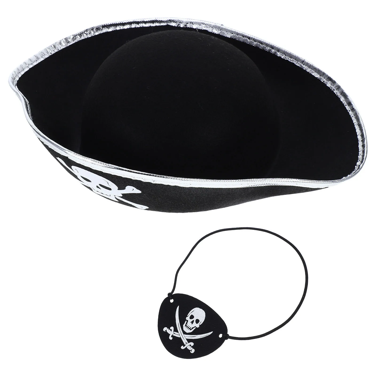 2 szt. Zestaw piracki: opaska na oko i kapelusz, klasyczny kostium pirata z czaszką, akcesoria dla dorosłych, cosplay, uroczystości, Halloween