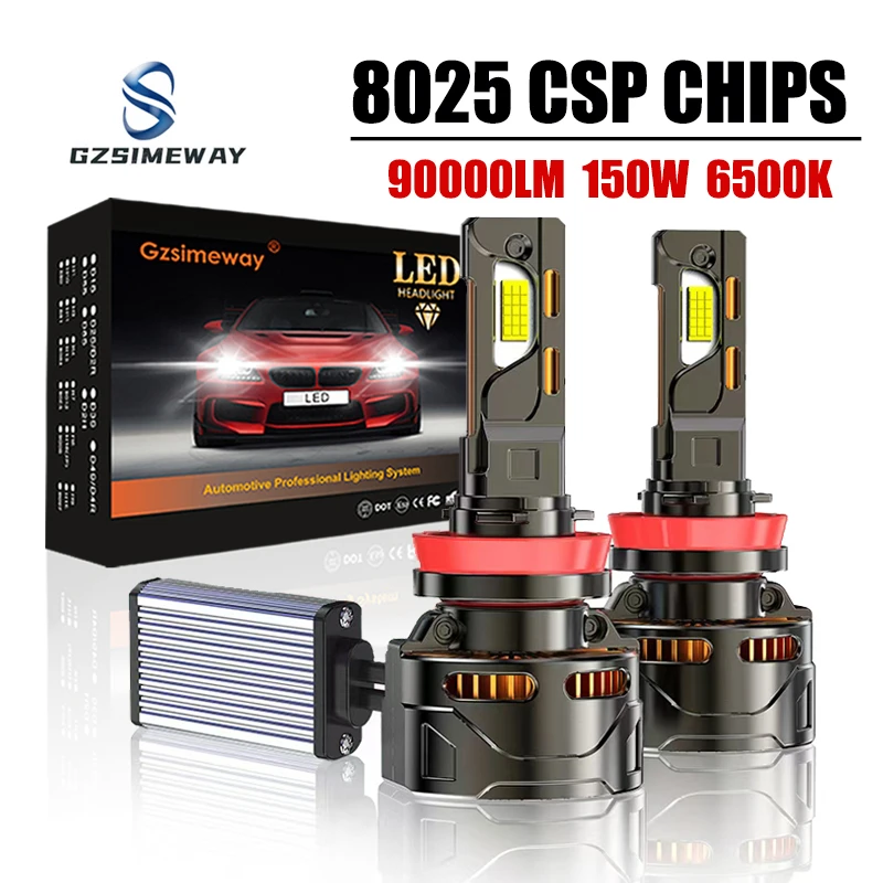 Gzsimeway H11 Led Canbus Car Headlight H4 H7 H1 H3 H8 H9 HB3 9005 HB4 9006 H1 9012 HIR2 881 LED Auto Bulbs 6500K 12V Fog Light