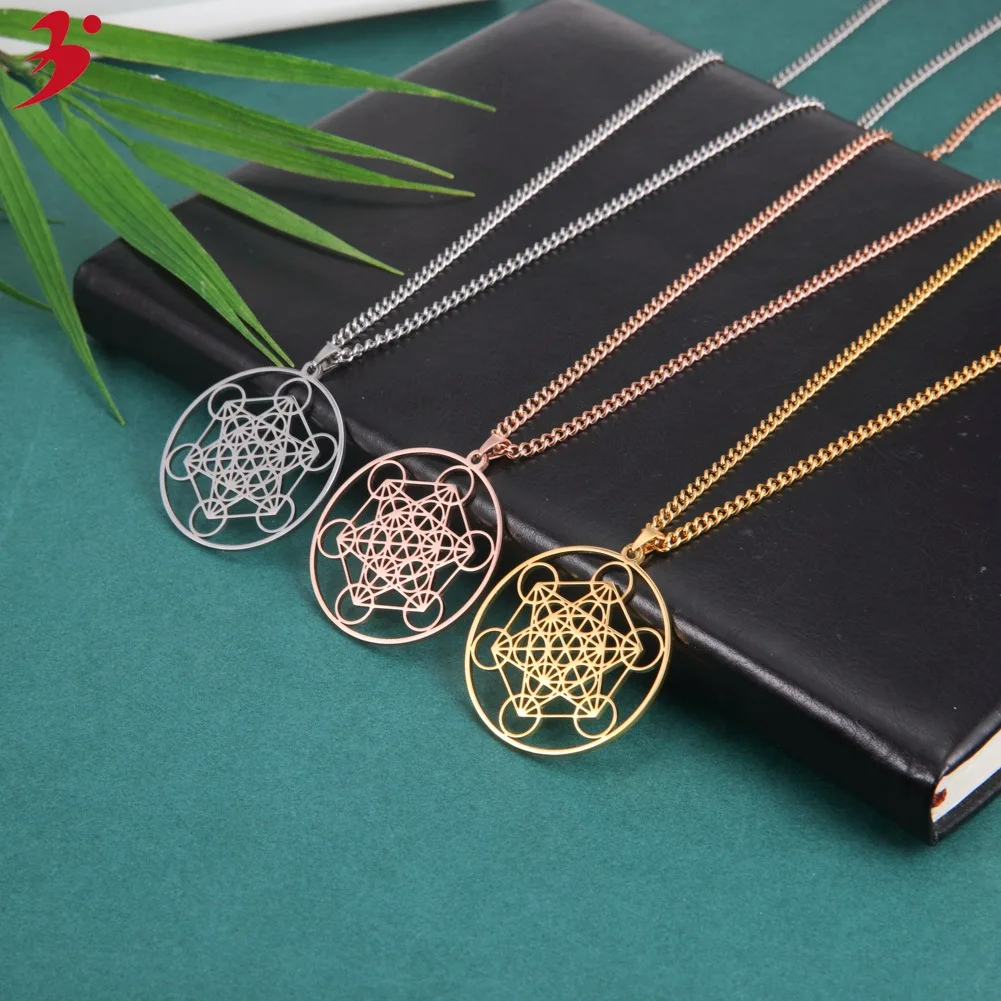

Amaxer Fashion Stainless Steel Angel Seal Archangel Metatron Double Pentagram Necklace For Womens 2025 New Party Gift Jewelry