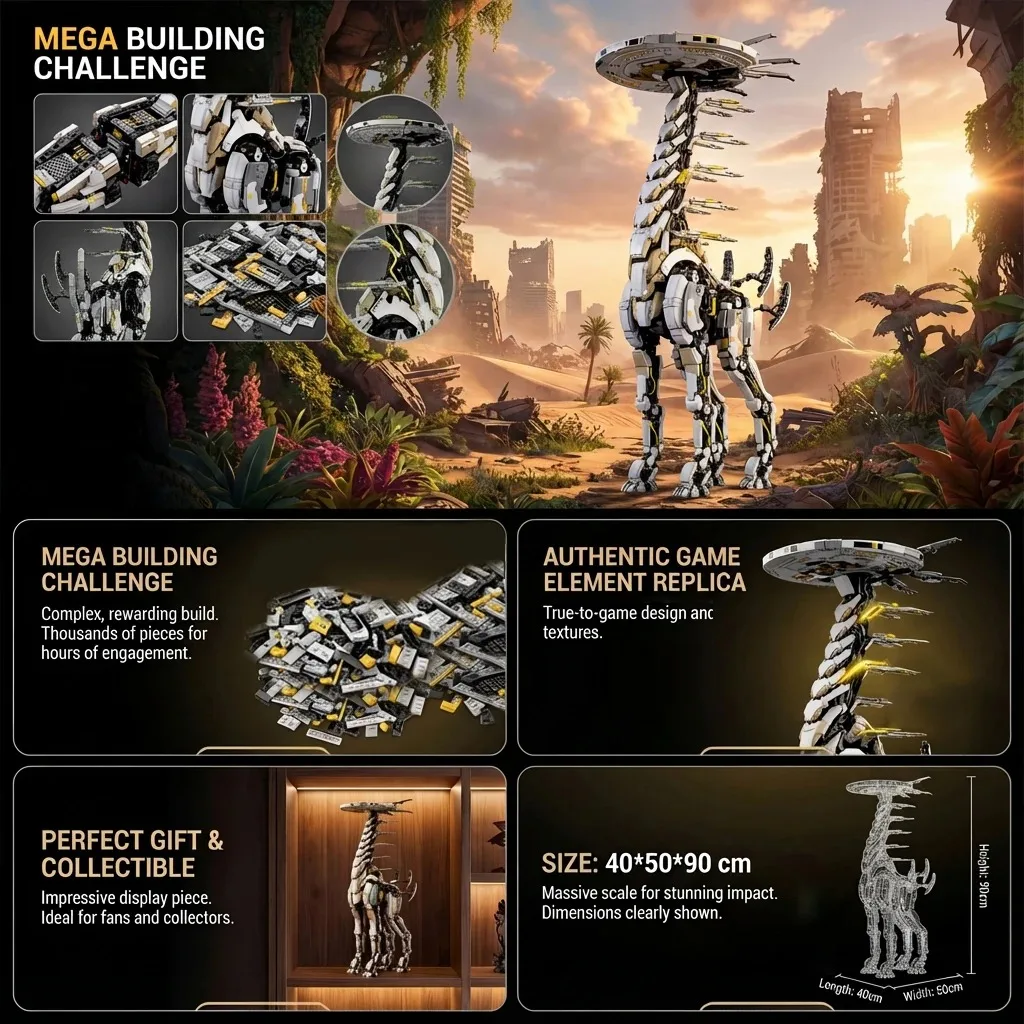 7401PC Horizon Nul Dawn Lange Hals Beest Bouwstenen MOC Enorme Versie Giraffe Model Assemblage Creatief Speelgoed Volwassen geschenken