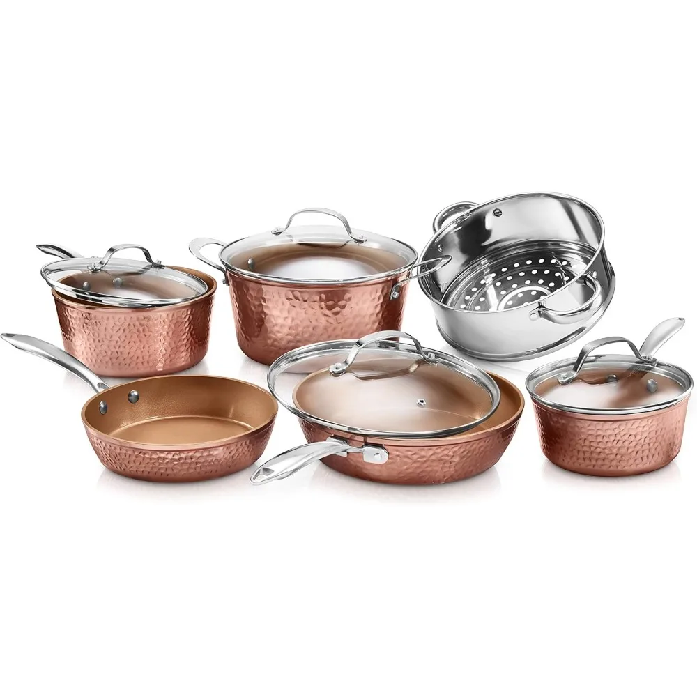 

Набор кованой керамической посуды премиум-класса из 10 предметов с тройной антипригарной поверхностью