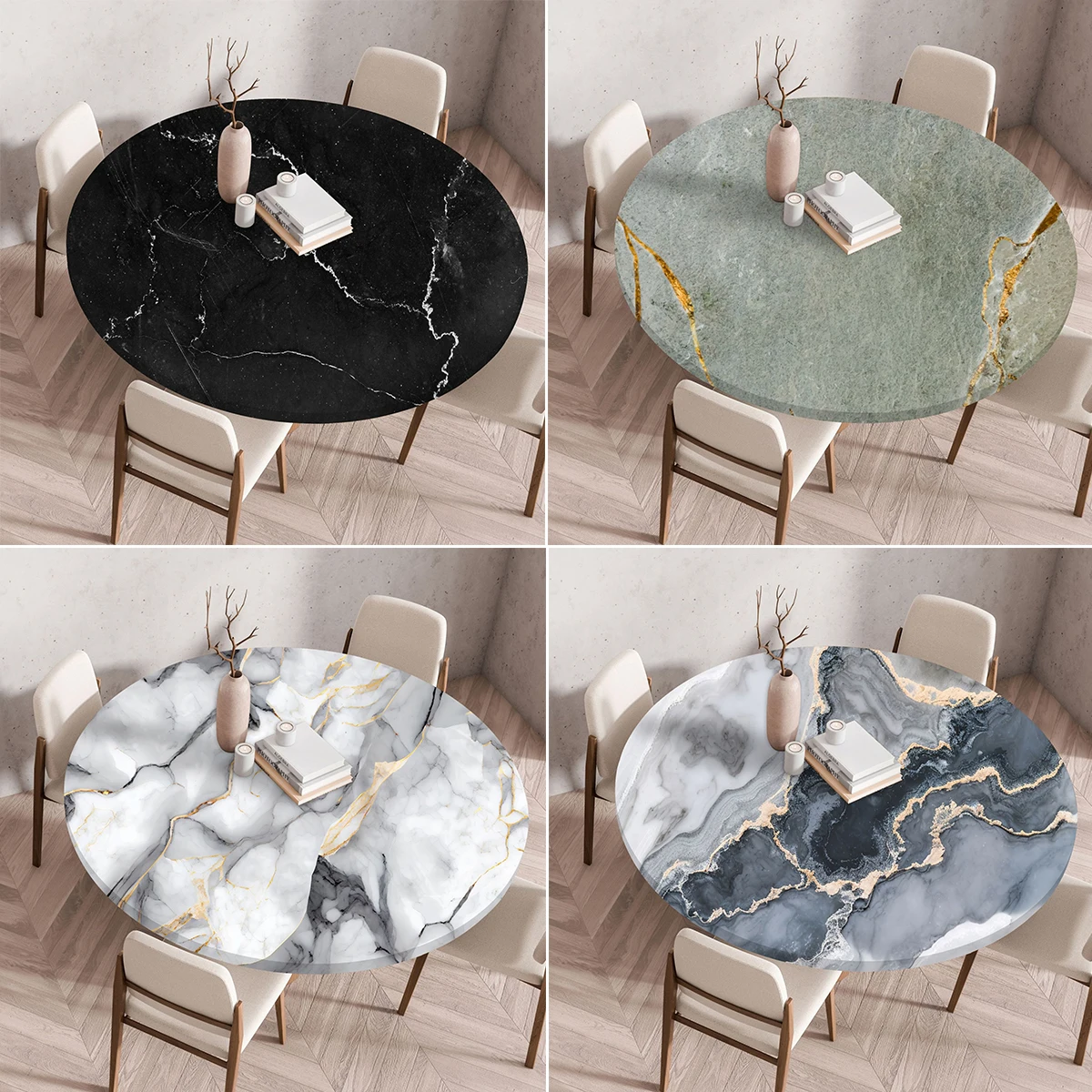 Round Waterproof Tablecloth Polyester Anti-scalding Dining Table Mat Waterproof and Washable Tablecloth , Round Table Cushion