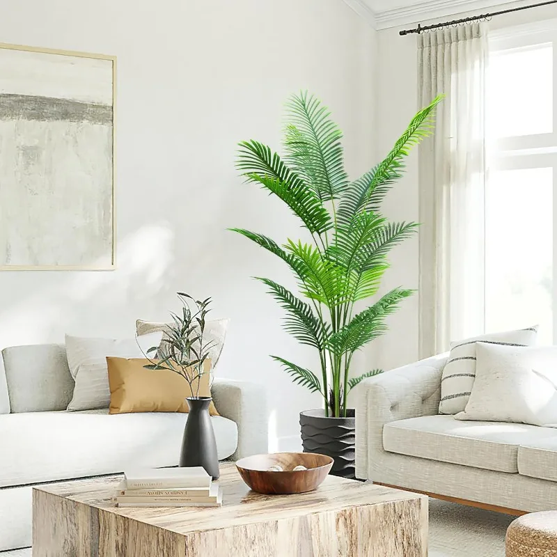 Palma artificiale da 6 piedi, 2 confezioni, pianta di palma in finto areca con foglie al tocco reale e rami regolabili, palma tropicale finta per