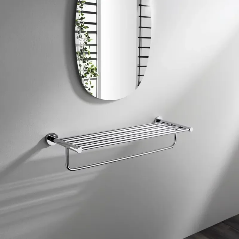 Wholesale Chrome Plated Modern Eco Friendly Stainless Steel Wall Mounted Bathroom Accessories Towel Racks and Shelves for