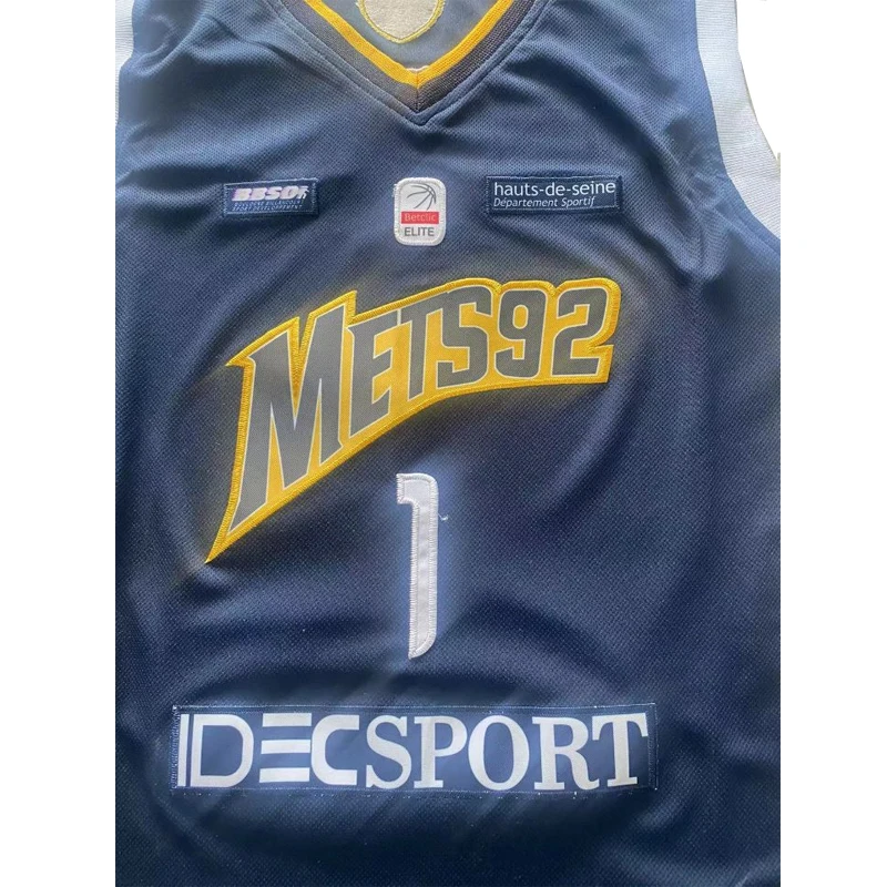 Camiseta de baloncesto Wembanyama 92 1, Jersey deportivo al aire libre, Qurple, bordado de costura, blanco y azul, alta calidad, novedad de 2023