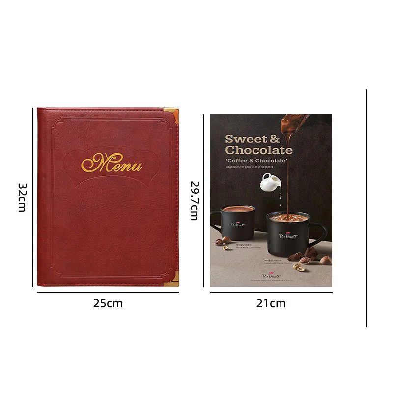 For A4 Papers PU Leather Folder With 7 Sheets Pockets