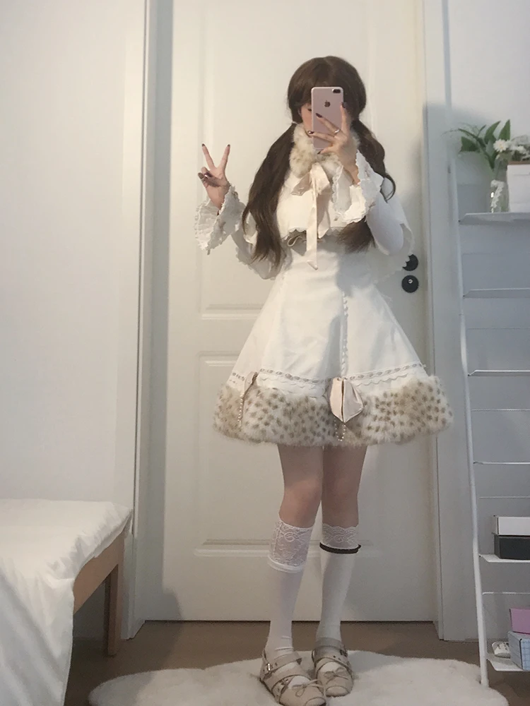 ชุดเสื้อคลุมสไตล์โลลิต้า ดีไซน์ Bla Cowl Ne Plu Dr พร้อมเสื้อคลุมและเสื้อยืดสำหรับผู้หญิง แฟชั่นฤดูหนาว ให้ความอบอุ่น