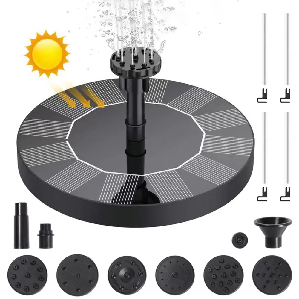 1 Set Solar Fountain Eco-friendly Energy-saving Easy to Install Outdoor Garden Water Pond Floating Fountain Home Decor