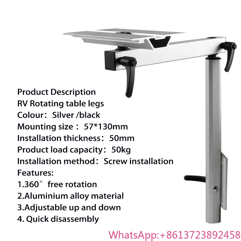 أرجل طاولة Rv دوارة متعددة الأغراض قابلة للطي وضبط 360 درجة ° Campervans متنقل الجدول الساق للطي قوس الارتفاع قابل للتعديل #1