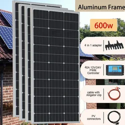 600 W Solar Panel Kit Complete 450 W 300 W 150 W with Aluminum Frame 12 V Battery Charger System for Home Car Boat RV Camper