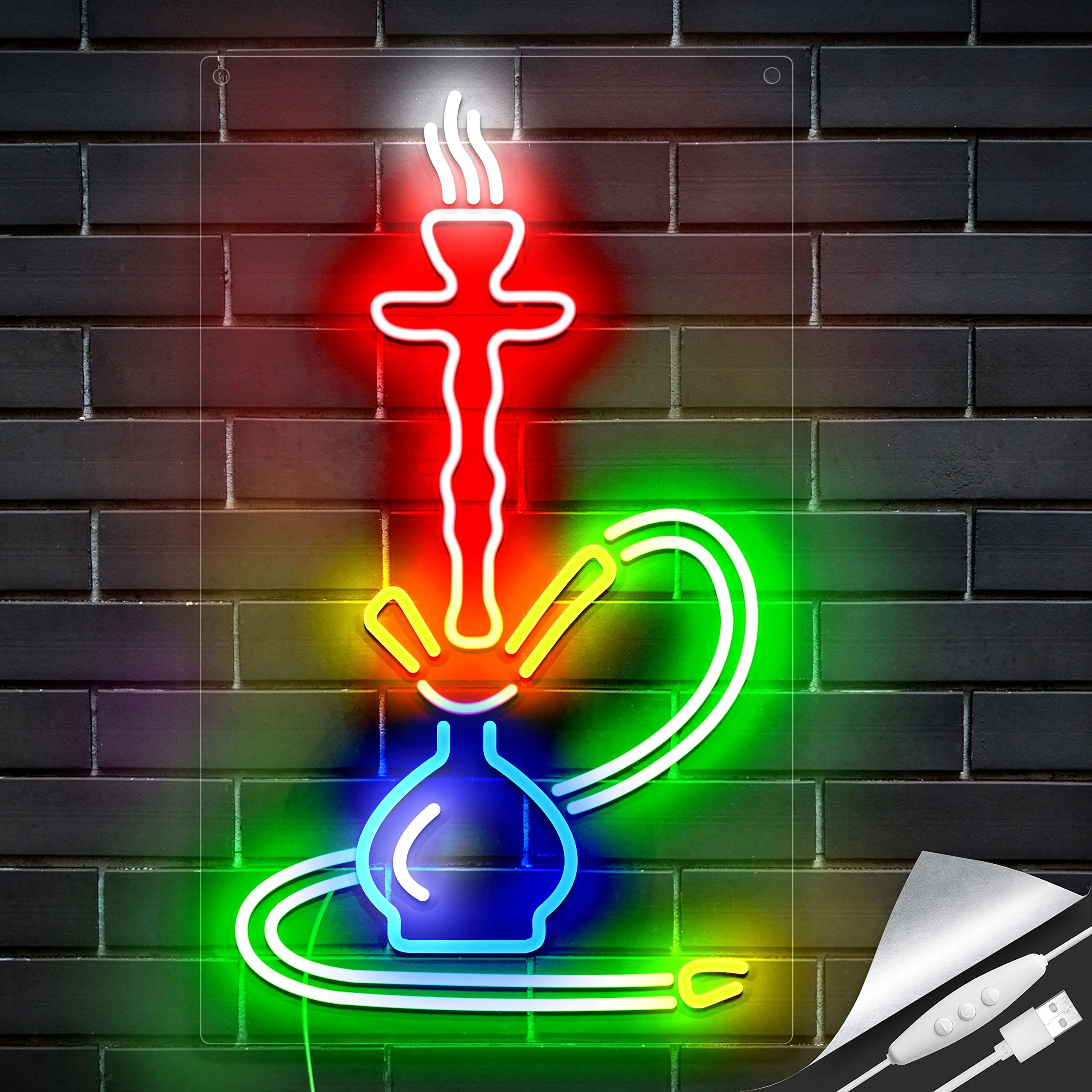 Hookah Neon Sign Personalized Neon Signs For Bar Home Room Restaurant Wall Decoration Neon Light USB Acrylic Smoke Shop Sign