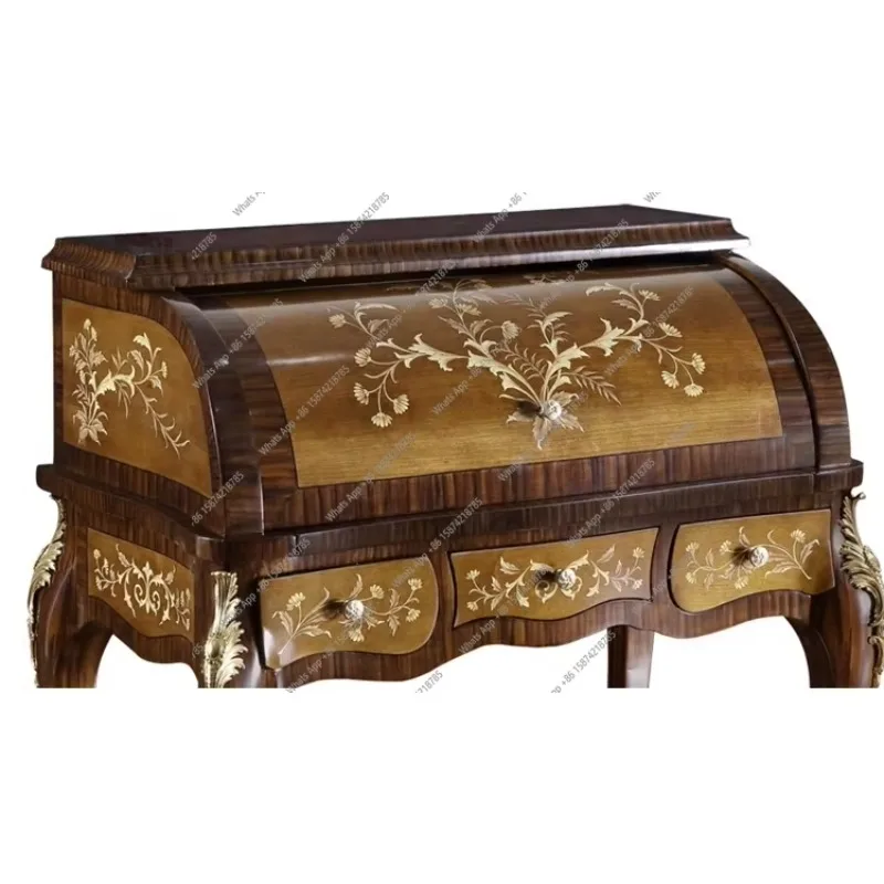 Xx Solid Wood Dresser European Wood Color Hand-painted Poplar Nodule Wood Bark Dressing Table