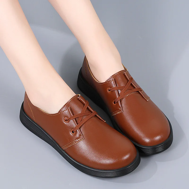 2024 New Spring Autumn Flats Sneakers Women Casual Shoes Genuine Leather Moccasins Woman Casual Slip-on Loafers Female Boat Shoe image 4
