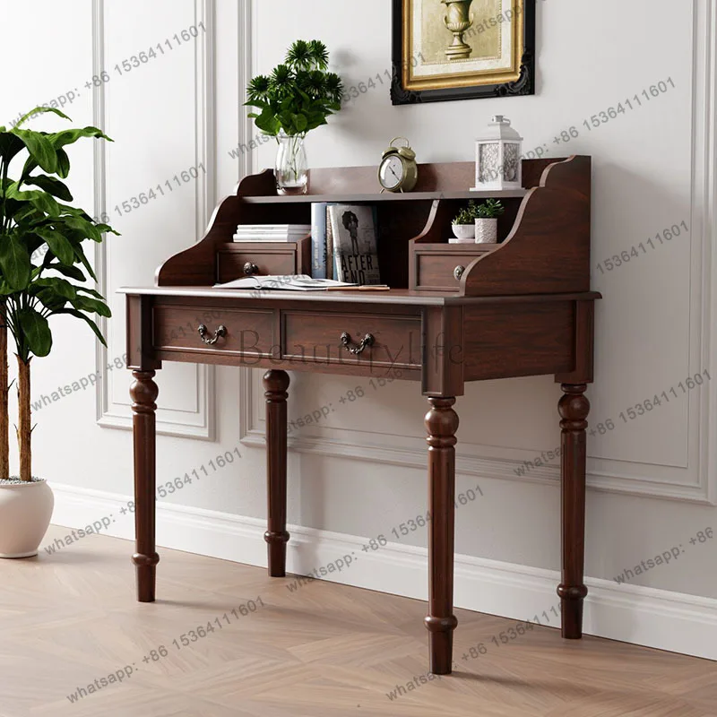 LJY Wooden Design Office Desk European Aesthetic Minimalist Crafts Luxury Office Desk Standing Bedroom Tavolino Trendy Furniture