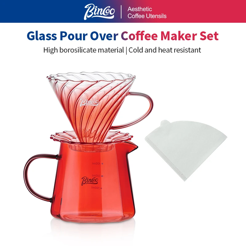bincoo-glass-pour-over-coffee-maker-set-glass-coffee-server-set-600ml-glass-drip-coffee-pot-with-dripperpaper-filter-red