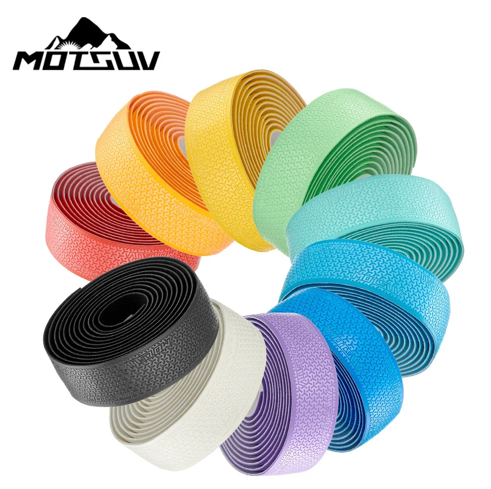 MOTSUV  Reflective Color Road Bike Bar Tape Handlebar Tapes EVA/PU Soft Anti-Vibration Wrap Tape Durable Bar Bartape