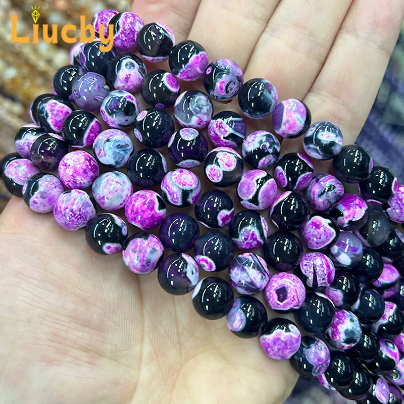 Naturstein Rose roter Feuerachat handgemachte runde Perlen für Schmuckherstellung DIY Schlüsselanhänger Fußkettchen Zubehör 15" Großhandel 6/8/10mm – Detail 5