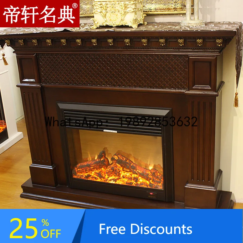 

YFY European Style Fireplace Frame American Style Solid Wood Fireplace Cabinet 1.5m Wood Grain Color Decorative Heating
