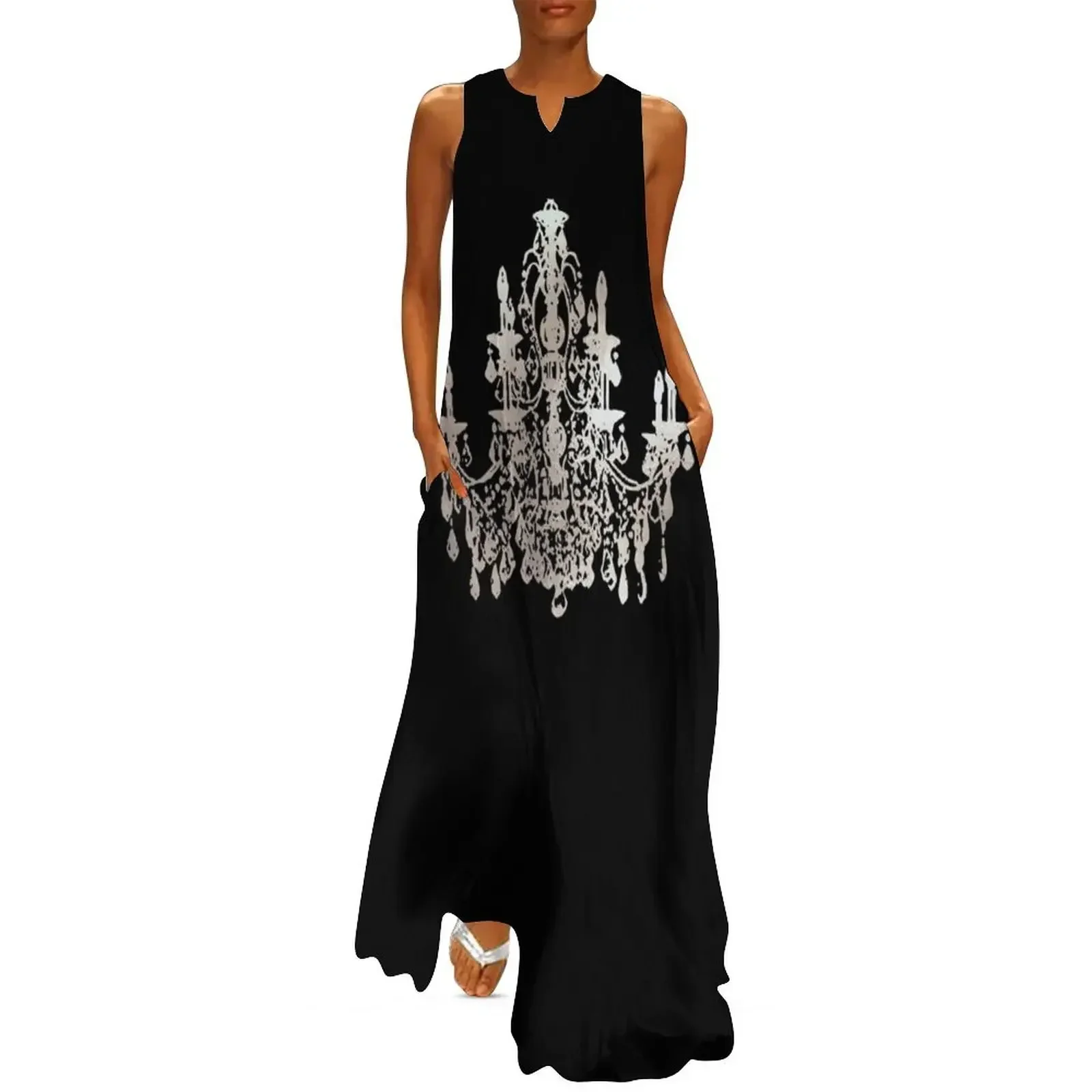 

Crystal Chandelier, Faux Silver Long Dress women's clothing korea stylish Dresses clothes for women Dress