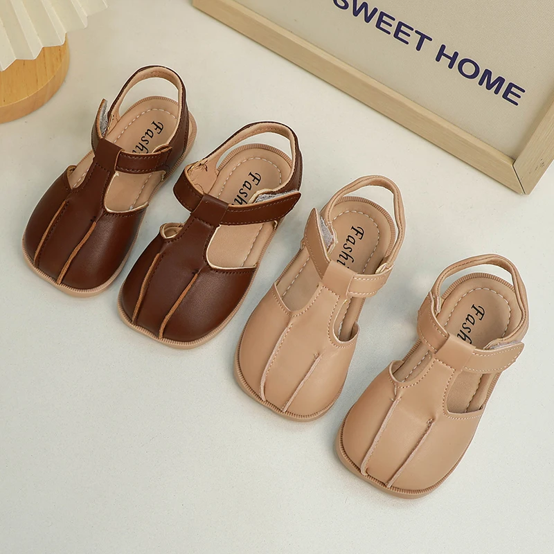 Girls Genuine Leather Shoes Sandals British Style Child Princess Shoes Soft Soled Anti Slip Kids Lightweight Toddler Shoes