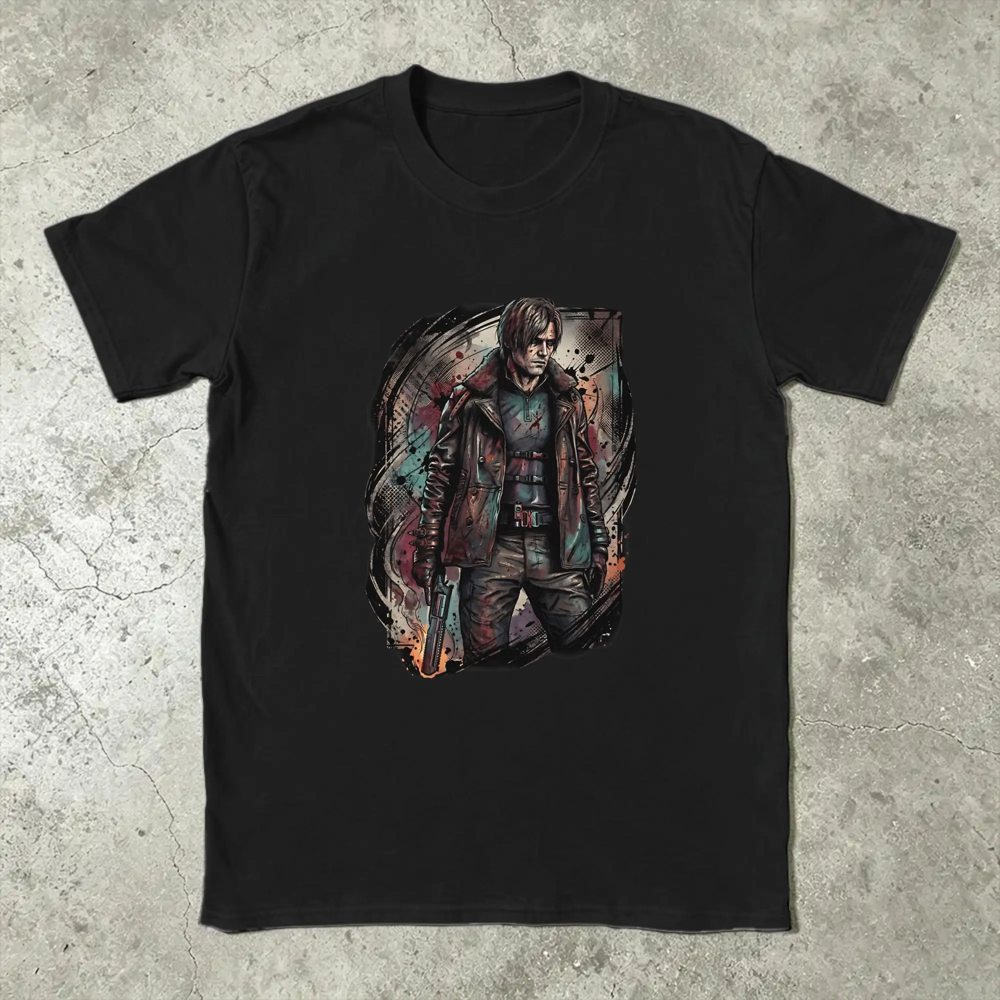 Men T-Shirts L-Leon Scott Kennedy Novelty Pure Cotton Tees Short Sleeve  T Shirt Round Collar Clothing Summer