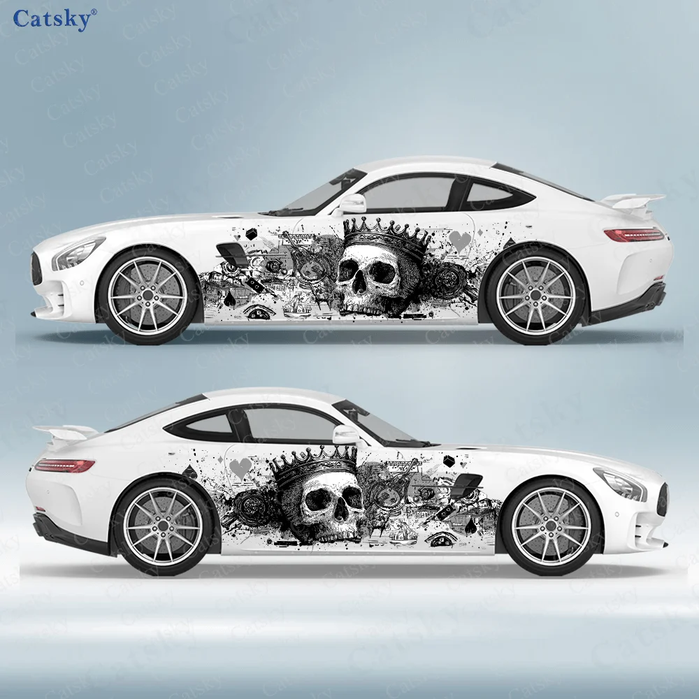 Corona cráneo rosa salpicaduras coche vinilo envolturas calcomanía autoadhesiva PVC pegatina adecuada para camiones SUV decoración Auto accesorios regalo