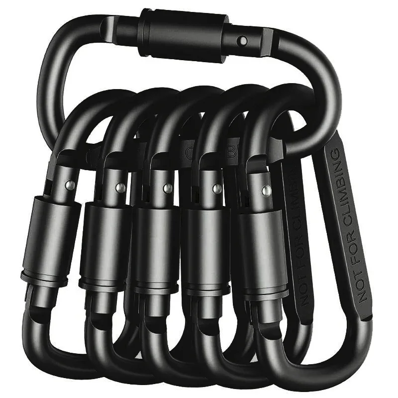 

D-Shaped Outdoor Hooks: 4-6PCS Alloy Aluminum Carabiner Set for Camping, Hiking, and Survival Gear