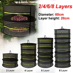 2-8 Layers Drying Net for Herbs Hanging Basket Folding Dry Rack Herb Drying Net Dryer Bag Mesh For Flowers Buds Plants Organizer