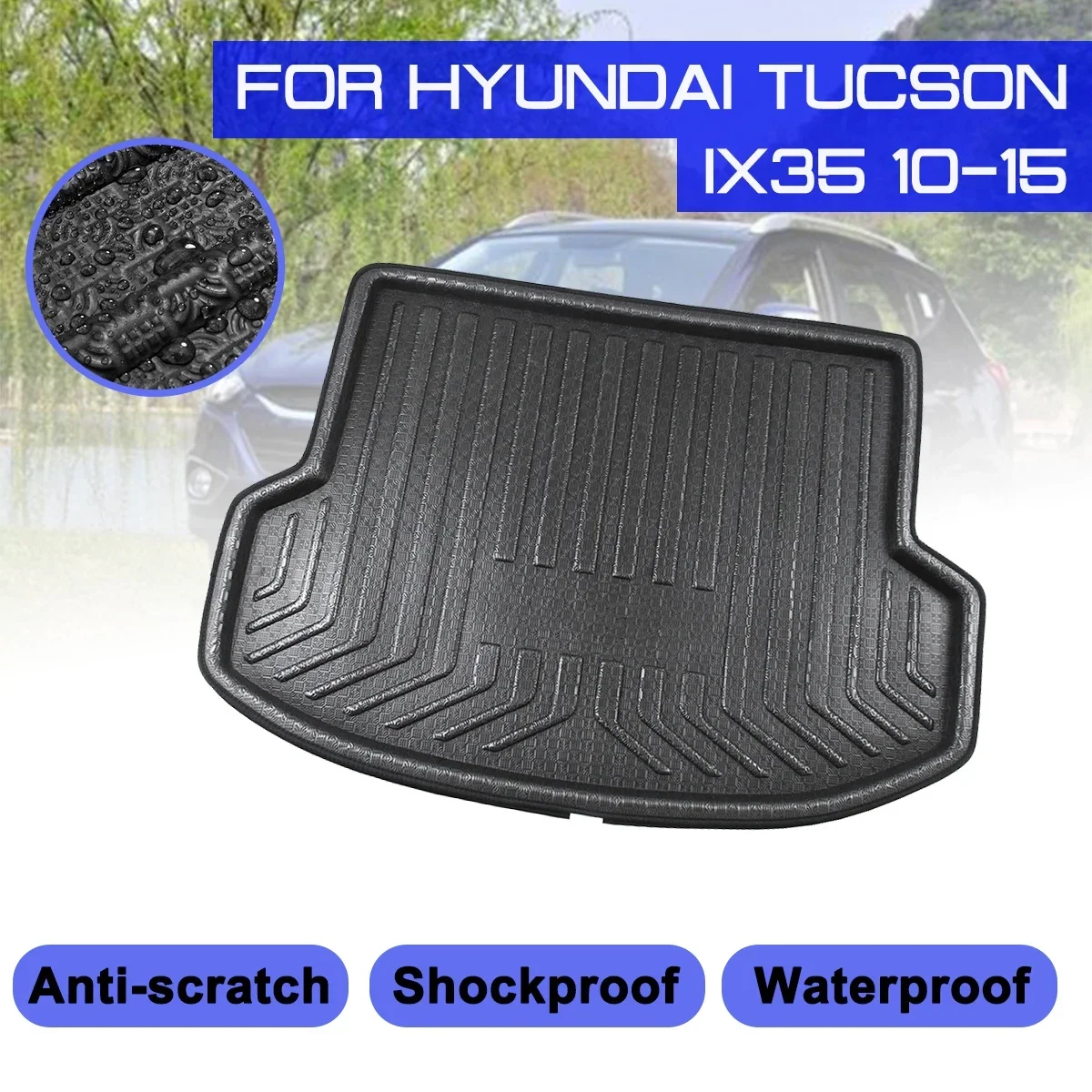 Car Floor Mat Carpet For Hyundai Tucson IX35 2010 2011 2012 2013 2014 2015 Rear Trunk Anti-mud Cover