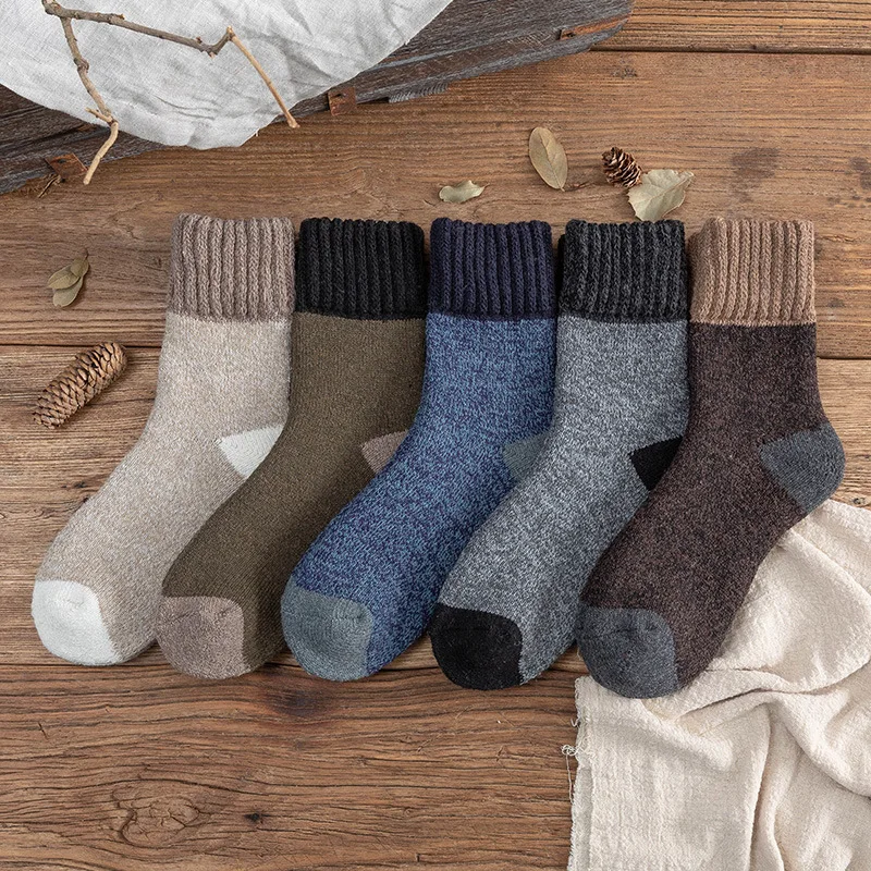 1 Pairs Winter  Men's Tube Socks Japan Style Solid Color Thicken Terry Warm Outdoor Long Women Sports Socks Anti-odor Wool Sock