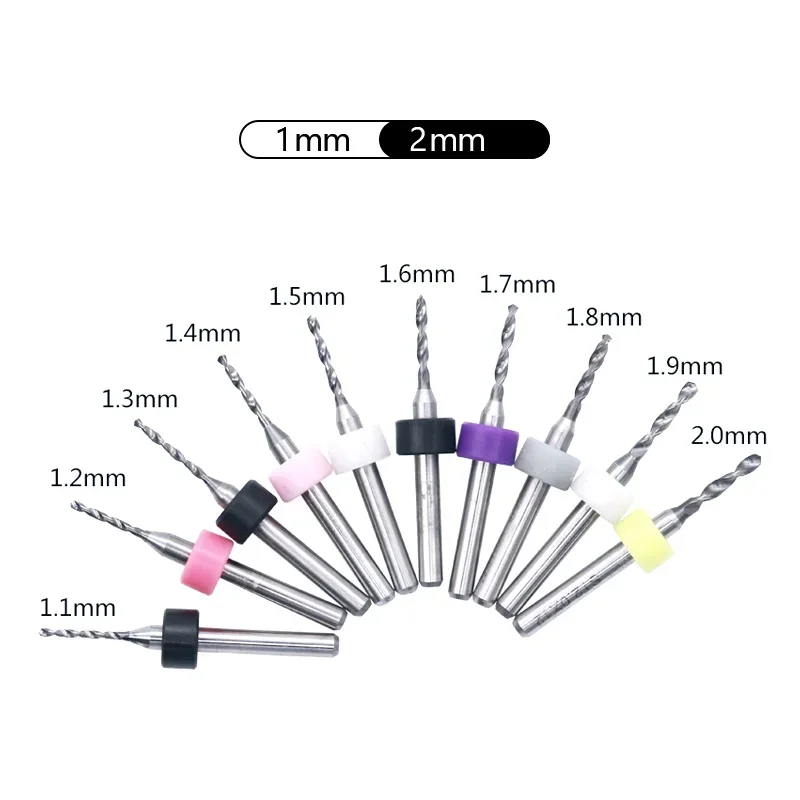 Imagem -02 - Pcb 10 Stuks Conjunto Carbide Micro Boren Broca 0.1 mm Tot 6.0 mm Diâmetro 3.175 Schacht 10 Stuks Pcb Broca Conjunto