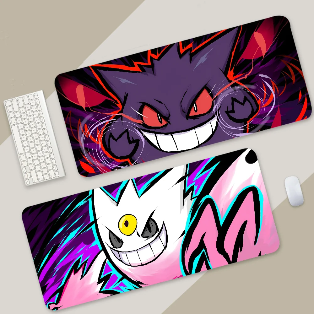 P-Pokemon-gengar Grande แผ่นรองเมาส์แผ่นรองปูโต๊ะพร้อมแผ่นรองเมาส์อุปกรณ์เสริมสำหรับเล่นเกมแผ่นรองคีย์บอร์ด XXL