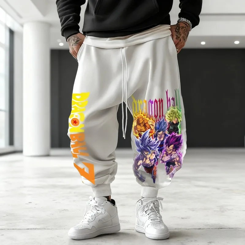 

202, мужские осенне-зимние спортивные штаны, брюки с графикой Dragon Ball в японском стиле, модные повседневные леггинсы из 100% хлопка Y2k, уличная одежда