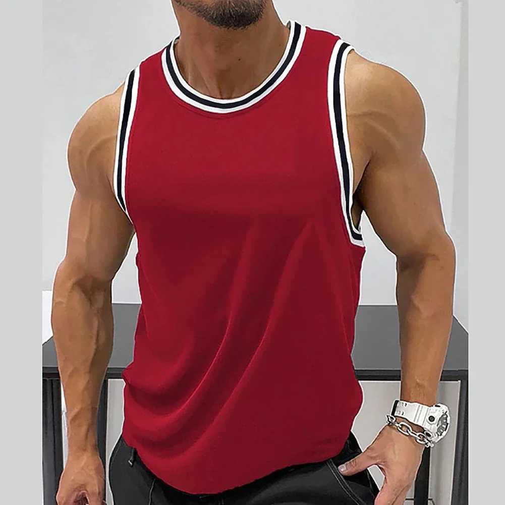 Holiday Vacation Mens Tops Mens Vest Sleeveless Slight Stretch Solid Color Sports Summer T-Shirts Tank Comfortable