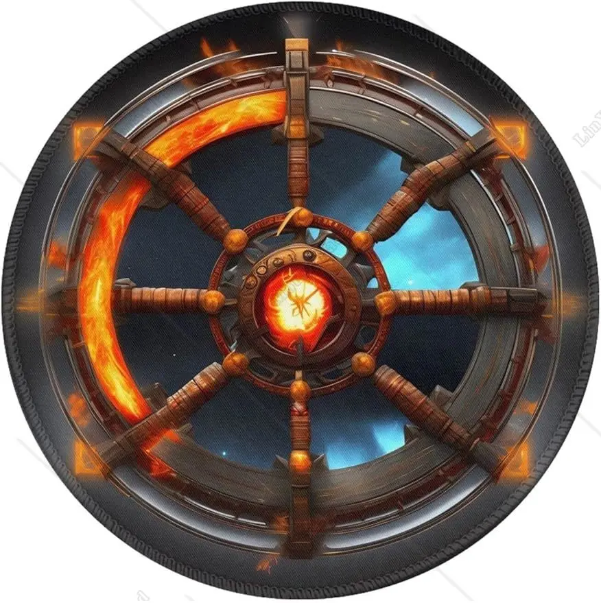 Yin Yang Shield Round Mouse Pad Cute Small Gaming Mouse Pad Non-Slip Rubber Base Sewing Edge Suitable for Office Home 7.9 Inch