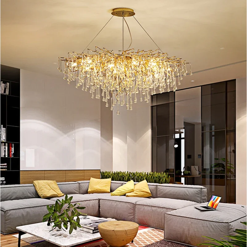 modesto teto luz pingente crystal drop pendurado lustres villa hotel hall lampadas led living sala de mesa de jantar e home decor 01