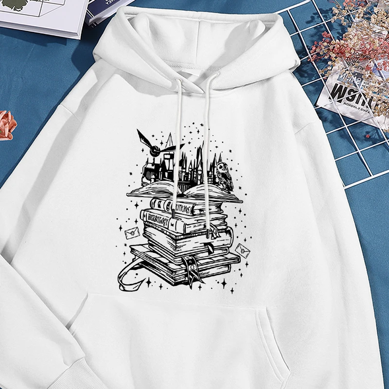 Books And School Print Hooded Men Hip Hop Warm Comfortable Sweatshirt Autumn Oversize Versatile Hoodie Fashion Casual Clothes