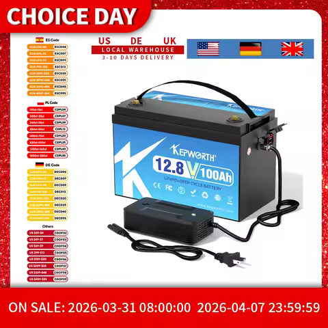 KEPWORTH 12V 100Ah LiFePO4 Battery Built-in 100A upgraded BMS Lithium Power Batteries For RV Campers Golf Cart Off-Road Off-Grid