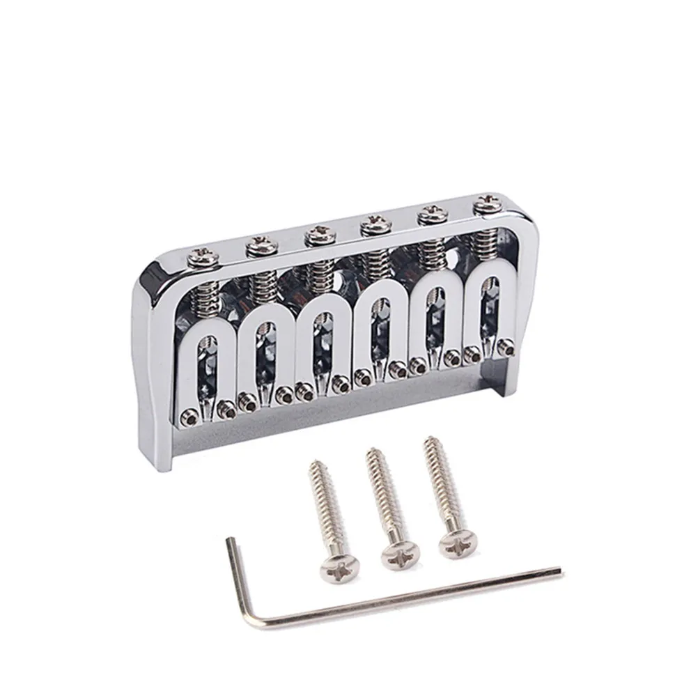 

6 Strings Fixed Saddle Bridge Plate Steel Heavy Duty Guitar Hardtail Bridge for Electric Guitar String-Through-Body Upgrade