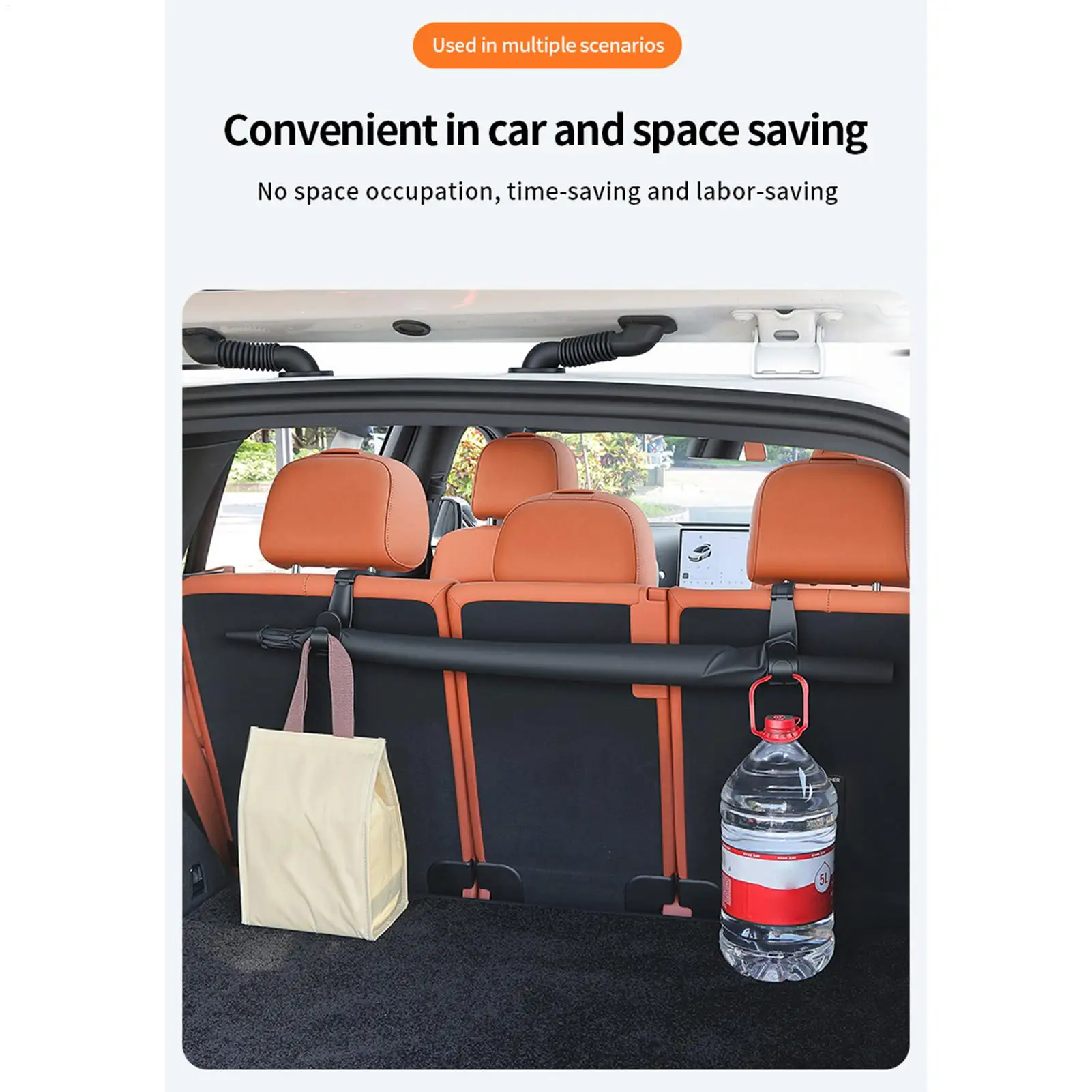 Car Seat Headrest Hooks 2 Pieces Double Hook Storage Hangers Car Seat Holder For Backseat Interior Clothes Backpack Umbrella