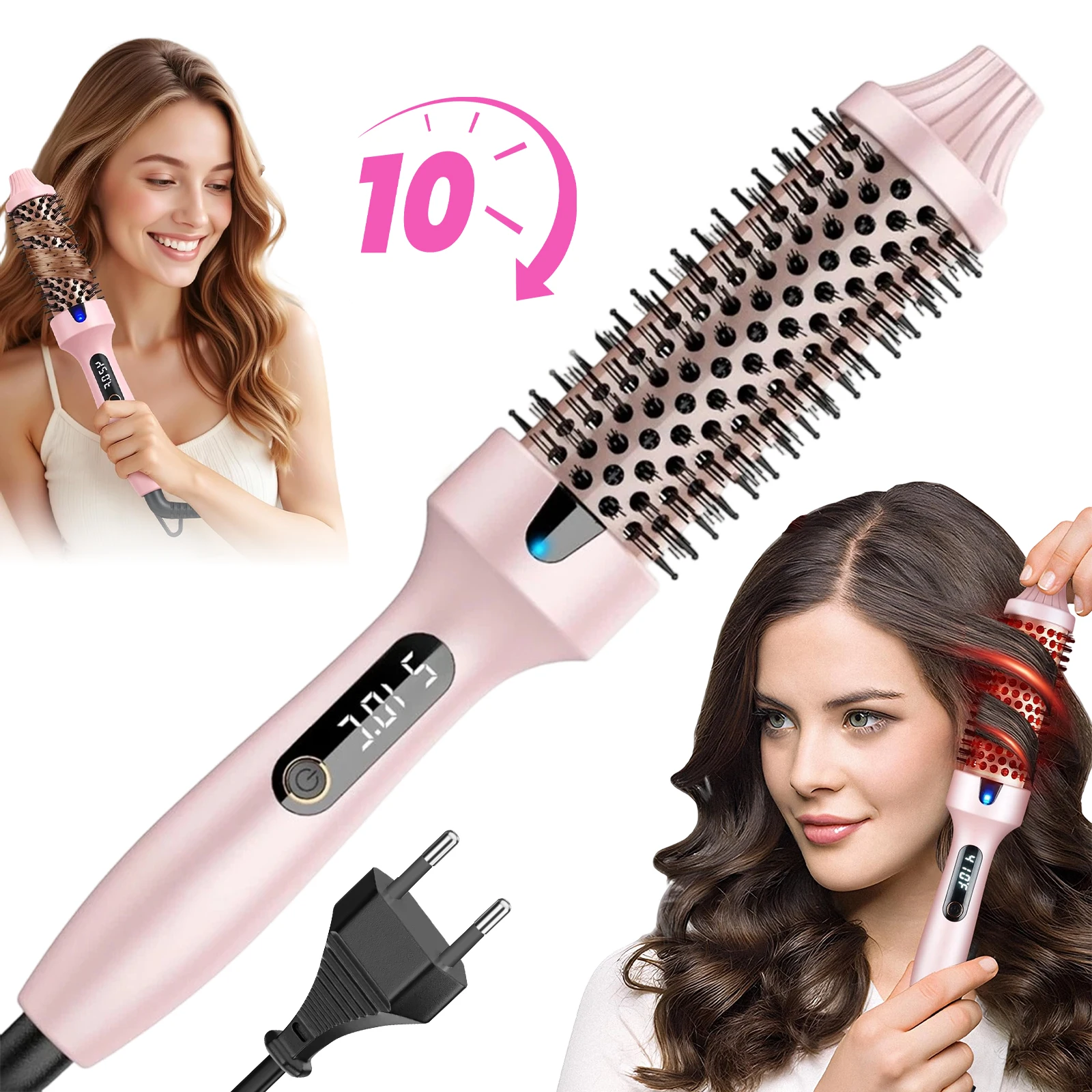 Outil de coiffage multifonctionnel à infrarouge intégrant un lisseur et un fer à boucler, écran LED intégré avec 6 niveaux de température en option, conception à température constante pour protéger les cheveux lors de la coiffure quotidienne à domicile.