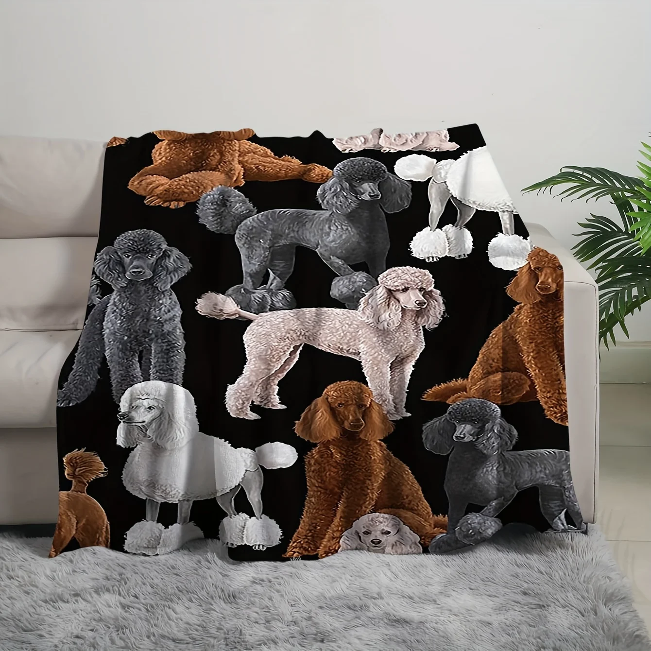 

Teddy Dog Design Flannel Fleece Blanket - Soft, Cozy, and Lightweight for Sofa, Bedroom, Travel - Reversible, All-Season