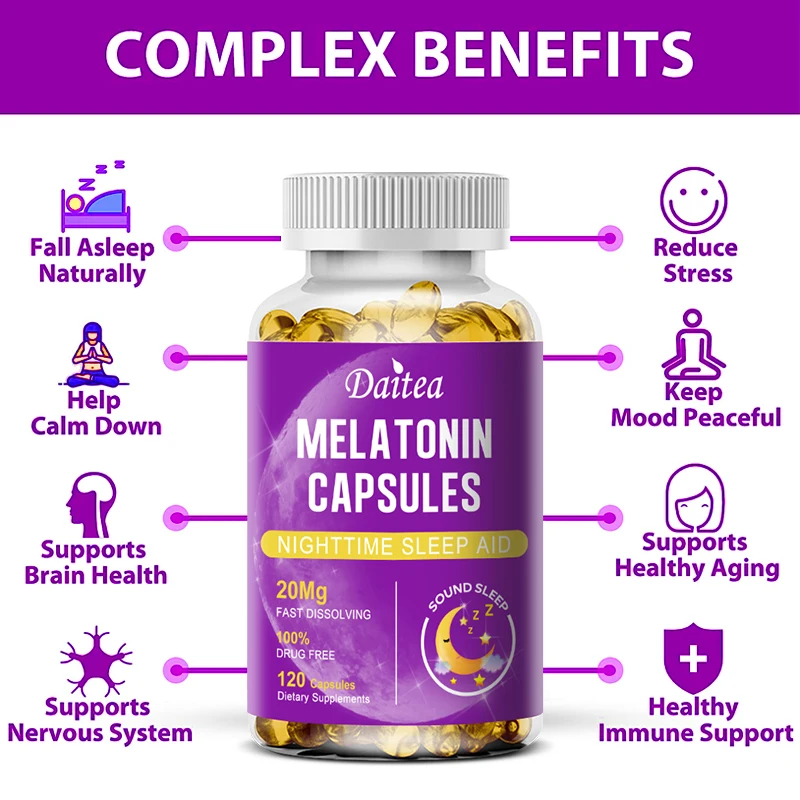 Melatonin 20 Mg Helps Promote Relaxation and Sleep, Supporting Natural Sleep Cycles - Vegan, Gluten-Free, Dairy-Free