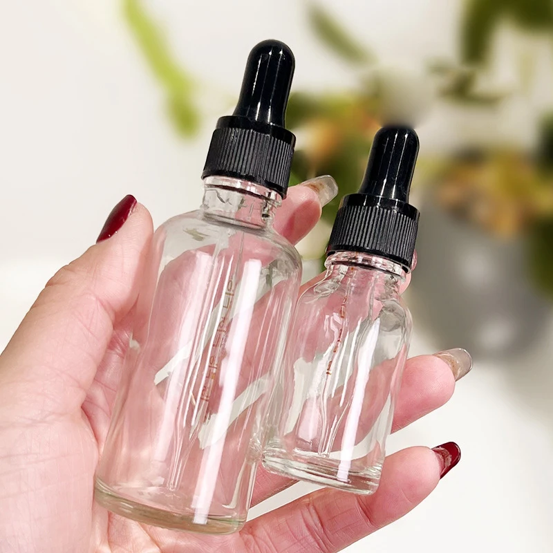 Botellas cuentagotas con escala, reactivo, gota de ojo, vidrio transparente, aromaterapia, pipeta líquida, botellas rellenables de viaje, 1 ud.